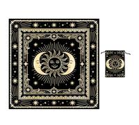 GLOBLELAND Sun Moon Tarot Cloth with Tarot Card Storage Bag Border Square Velvet Tarots Tablecloth for Divination Wiccan Witchcraft Supplies Tool