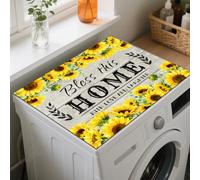 GLOBLELAND Sunflower Drying Mat Blessings Washer Dryer Dust Cover Mat Household Washing Machine Top Protector Pad Bless Home Sunflower Non Slip Washing Dryer Dust Top Covers for Laundry Room Placemat