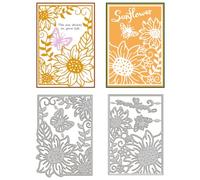 GLOBLELAND Sunflower Frame Cutting Die Sunflower Frame Background Cutting Die Sunflowers Metal Cutting Dies with Words Text for DIY Scrapbooking Photo Album Decorative Embossing Paper Card