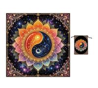 GLOBLELAND Taiji Lotus Tarot Tablecloth Velvet Altar Table Cloth with Tarot Card Storage Bag for Cards Reading Witchcraft Spiritual Rituals Supplies