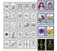 GLOBLELAND Tarot Card Clear Stamps 30x21cm Vintage Style Silicone Transparent Stamps Stars Constellations Witches Clear Stamp Seals for DIY Scrapbooking Art Journals Decorative Cards Making