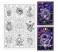 GLOBLELAND Tarot Cards Clear Stamp 11.69×8.27inch Magic Divination Witch Moon Phase Transparent Silicone Stamps for DIY Scrapbooking Photo Album Decorative Cards Making Home Decoration