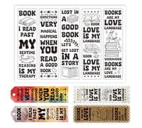 GLOBLELAND Text Bookmarks Clear Stamps for Card Making Reading Study Tags Words Bookmarks Silicone Clear Stamps Seal for DIY Scrapbooking Craft Decor