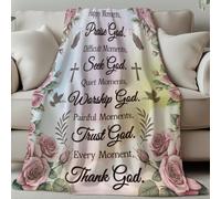 GLOBLELAND Text Throw 59×51 inch Bible Flowers Soft Cozy Flannel Blanket Washable Fuzzy Throw Blanket for Home Office Room Bed Sofa Chair Women Man Gift
