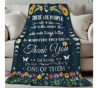 GLOBLELAND Thank You Text Throw 59×51 inch Moon Phases Flowers Soft Cozy Flannel Blanket Bless Washable Fuzzy Throw Blanket for Home Office Room Bed Sofa Chair Women Man Gift