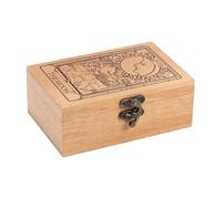 GLOBLELAND "The Moon Beech Wooden Tarot Storage Box for Tarot Cards Engraving Jewelry Box Tarot Card Box for Crystal Holder Storing Holy Witchcraft Tools 5.12x3.23x1.46in