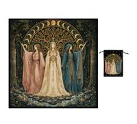 GLOBLELAND The Three Fates Tarot Tablecloth Fairies Velvet Altar Table Cloth with Tarot Card Storage Bag for Cards Reading Witchcraft Spiritual Rituals Supplies