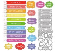 GLOBLELAND Thin Bookmark Cutting Dies for Card Making Greetings Words Metal Die Cuts Die Label Frame Cut Dies for DIY Cards Scrapbooking Photo Album Crafts Decor