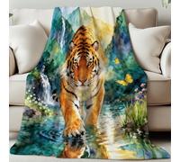 GLOBLELAND Tiger Blanket 59×51inch Mountains Scenery Soft Cozy Flannel Throws Animal Butterflies Washable Throw Blanket for Home Office Room Bed Sofa Chair Gifts