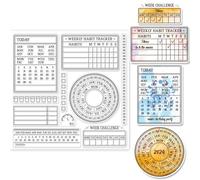 GLOBLELAND Time Planning Table Clear Stamps for Cards Making Time Schedule Calendar Silicone Clear Stamp Seals 15x15cm Transparent Stamps for DIY Scrapbooking Photo Album Journal Home Decoration