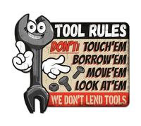 GLOBLELAND "Tool Rules" Vintage Metal Tin Sign Retro Tools Sign for Workshop Plaque Poster Metal Wall Decorative Tin Signs for Home Restaurant Coffee Shop Club Bar Decoration