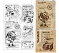 GLOBLELAND Travel Adventure Background Clear Stamps for Cards Making Schedule Background Clear Stamp Seals Transparent Stamps for DIY Scrapbooking Photo Album Journal Home Decoration