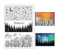 GLOBLELAND Tree Clear Stamps for Card Making Decorative Tree Branch Background Forest Transparent Silicone Stamps for DIY Scrapbooking Supplies Embossing Paper Card Album Decoration Craft