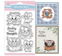 GLOBLELAND Tree Hole Mouse Clear Stamps for Card Making Peeking Animals Rats Greetings Silicone Stamps Seal for DIY Scrapbooking Embossing Photo Album Decor
