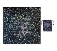 GLOBLELAND Tree of Life Divination Tarot Cloth and Cards Bag 30x30in Moons Star Thick Velvet Fabric Tablecloth Mat with Classic Tarot Card Storage Pouch for Wiccan Room Beginners Fortune Telling Game