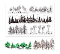 GLOBLELAND Trees Transparent Stamps Forest Tree Silicone Stamp Trees Clear Stamp for DIY Scrapbooking Photo Album Decorative