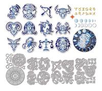 GLOBLELAND Twelve Constellations Cutting Dies for DIY Scrapbooking Metal Moon Phases Cut Dies Stars Die Cuts for Card Making Embossing Photo Album Craft Decor