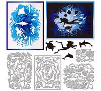 GLOBLELAND Underwater World Cutting Dies Metal Fish Coral Die Cuts Layered Diving Silhouette Cutting Embossing Templates for Scrapbooking Crafts Paper Cards Making