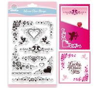 GLOBLELAND Valentine's Day Corner Clear Stamps for Cards Making Love Flowers Vine Frame Transparent Stamp Roses Border Silicone Stamps Seal for DIY Scrapbooking Photo Album Decor