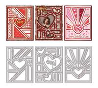 GLOBLELAND Valentine's Day Love Background Cutting Dies for DIY Scrapbooking Metal Geometric Heart Line Background Cut Dies Words Die Cuts for Card Making Photo Album Craft Decor