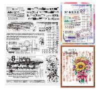 GLOBLELAND Vintage Background Clear Stamps for Cards Making Retro Text Background Clear Stamp Seals Transparent Stamps for Photo Album Journal Home Decoration