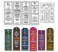 GLOBLELAND Vintage Bible Bookmarks Clear Stamp and Cutting Dies Set for Card Making Text Bookmark Silicone Transparent Stamps Label Frames Metal Die Cuts for Christmas DIY Scrapbooking Photo Album