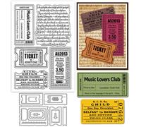 GLOBLELAND Vintage Bill Background Clear Stamp and Cutting Dies Set for Card Making Receipts Silicone Transparent Stamps Label Frames Metal Die Cuts for Halloween DIY Scrapbooking Photo Album