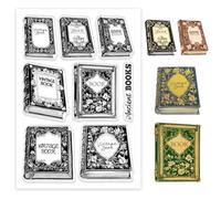 GLOBLELAND Vintage Book Clear Stamps Retro Pattern Book Silicone Clear Stamp Seals Ancient Books Transparent Stamps for DIY Scrapbooking Cards Making Photo Album Journal