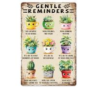 GLOBLELAND Vintage Cute Potted Plants Metal Tin Sign 12x8 inch Gentle Reminders Succulent Tin Signs Decor Retro Bohemian style Metal Wall Plaque for Home Room Farmhouse Cafe Office Store Garden Decor