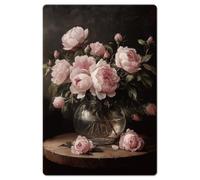 GLOBLELAND Vintage Dark Floral Metal Tin Sign Pink Flowers Vintage Painting Tin Signs 12x8inch Retro Wall Art Plaque Poster for Home Bedroom Bar Coffee Shop Club Decoration