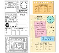 GLOBLELAND Vintage Diary Sticky Notes Clear Stamp Diary Frame Cutting Dies for Card Making Scrapbook Icons Page Silicone Stamp Metal Die Cuts Stencils for DIY Crafts Embossing Paper Cuts Decor Album