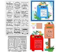 GLOBLELAND Vintage Emails Clear Stamps and Cutting Dies Set for Card Making Daily Greetings and Blessings Silicone Transparent Stamp Post Sentiments Die Cuts for DIY Scrapbooking Embossing Photo Album
