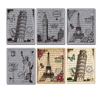 GLOBLELAND Vintage Famous Architectural Background Cling Rubber Stamps 8.7x7 inch Retro Statue EVA Cling Mount Stamp Famous Buildings Rubber Stamps Set for Card Making Photo Album DIY Scrapbooking