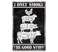 GLOBLELAND Vintage Farm Animals Metal Tin Sign 12x8inch "I Only Smokes The Good Stuff" Tin Signage Decor Signs Retro Funny Wall Metal Plaque for Home Rooms Cafes Club Restaurant Shopstore Decoration