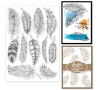 GLOBLELAND Vintage Feathers Clear Stamps 8.3×5.8inch Peacock Feathers Silicone Clear Stamp Seals Transparent Stamps for DIY Scrapbooking Cards Making Photo Album Journal
