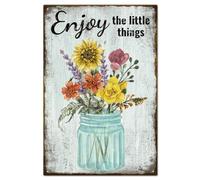 GLOBLELAND Vintage Flower and Funny Word Metal Tin Sign For Garage Man Personalized Signs 8×12inch Garden Cave Signs Art Plaque Poster Wall Decor for Home Kitchen Bar Club