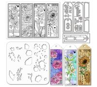 GLOBLELAND Vintage Flower Bookmark Clear Stamps Cutting Dies PET Painting Stencils for Card Making Bookmark Silicone Stamp Metal Label Frame Die Cuts PET Paint Stencils for DIY Scrapbooking