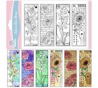 GLOBLELAND Vintage Flower Bookmark Clear Stamps for Scrapbooking Lily Rose Sunflower Bookmark Silicone Stamps Lily of The Valley Transparent Stamp for Card Making DIY Embossing Journaling