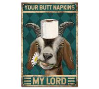 GLOBLELAND Vintage Goat and Funny Text Metal Tin Sign For Bathroom Garage Man Retro Personalized Signs Garden Cave Signs Art Plaque Poster Wall Decor for Home Kitchen Bar Club 8×12inch