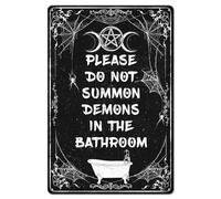 GLOBLELAND Vintage Gothic Witchy Metal Tin Sign 12x8inch Magic Witchcraft Bathtub Tin Signage Bathroom Decor Signs Halloween Moons Phase Wall Metal Plaque for Home Toilet Washroom Balcony Decoration