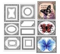 GLOBLELAND Vintage Label Border Clear Stamps Classical Lace Frame Photo Frame Silicone Clear Stamp Seals for DIY Scrapbooking Journals Decorative Cards Making Photo Album DIY Craft