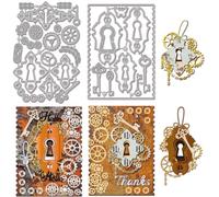 GLOBLELAND Vintage Lock and Key Cutting Dies Metal Gear and Chain Die Cuts Retro Screws Cutting Embossing Templates for Scrapbooking Crafts Paper Cards Making