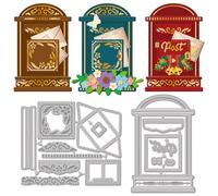 GLOBLELAND Vintage Mailbox Frame Cutting Dies for DIY Scrapbooking Metal Envelope Border Cut Dies Words Die Cuts for Card Making Embossing Photo Album Craft Decor