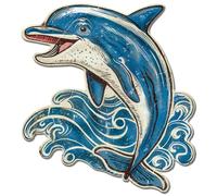 GLOBLELAND Vintage Metal Dolphin Tin Sign Retro Swimming Dolphin Plaque Poster Metal Wall Decorative Tin Signs for Home Room Office Garden Seaside Cafe Decoration