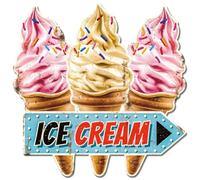 GLOBLELAND Vintage Metal Ice Cream Sign Retro Summer Plaque 270x270mm/10.63x10.63inch Iron Hanging Decorative Sign for Ice Cream Shop Restaurant