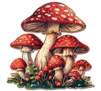 GLOBLELAND Vintage Metal Mushroom Tin Sign Retro Red Mushroom and Plants Plaque Poster Metal Wall Decorative Tin Signs for Home Study Room Book Room Office Garden Decoration