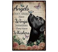 GLOBLELAND Vintage Metal Tin Sign Funny Retro Black Dog Metal Wall Decor Decorative Tin Sign Art Plaque Poster 8×12inch/20x30cm for Home Kitchen Bar Club Decoration