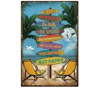 GLOBLELAND Vintage Metal Tin Sign Retro Beach Metal Wall Decor Decorative Tin Sign Funny Art Plaque Poster 8×12inch/20x30cm for Home Kitchen Bar Club Decoration