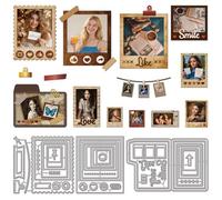 GLOBLELAND Vintage Polaroid Folder Cutting Dies for Card Making Photo Frame Metal Die Cuts Retro File Folder Die Cut Dies for DIY Embossing Scrapbooking Paper Crafts Decor