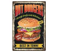 GLOBLELAND Vintage Restaurant Hamburger and Funny Word Metal Tin Sign For Garage Man Personalized Signs Garden Cave Signs Art Plaque Poster Wall Decor for Home Kitchen Bar Club 8×12inch